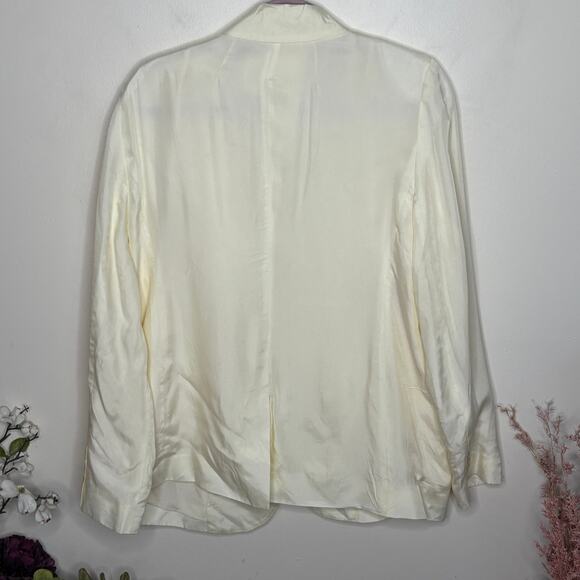 J. CREW Limited Edition Drapey Long Parke Blazer Cupro Ivory Sz 10 {HH49} - Picture 4 of 8